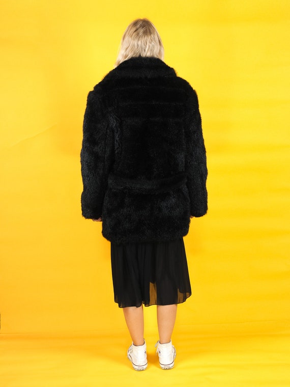 Vintage faux fur coat/ Black fur coat/ Oversized … - image 5