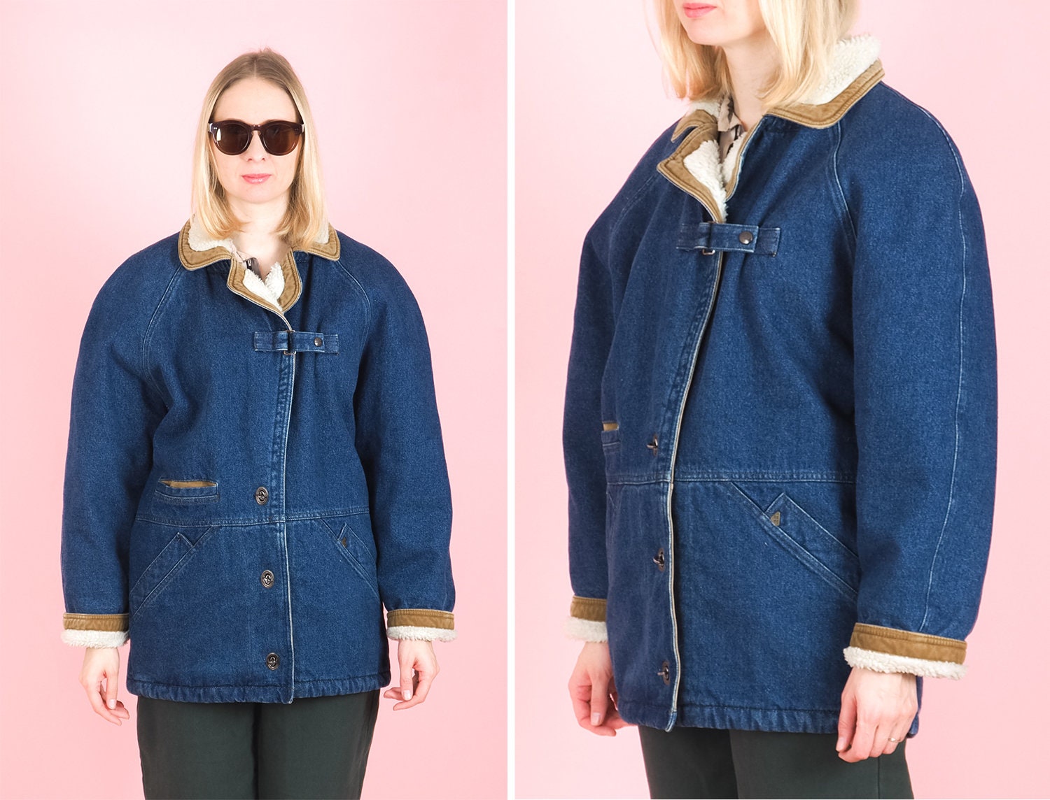 Vintage Oversized Sherpa Denim Jacket 