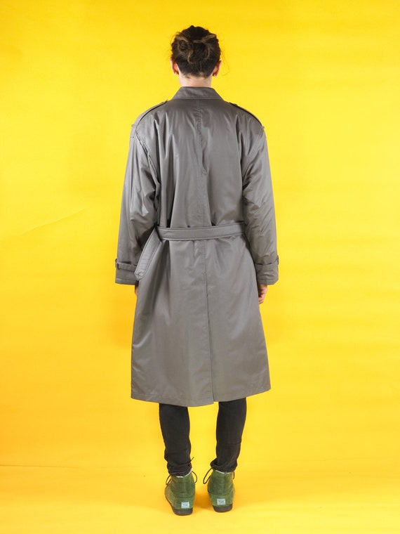 Vintage NEW CLASSIC MAN gray men trench coat/ Win… - image 4