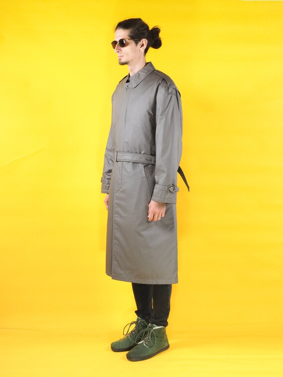 Vintage NEW CLASSIC MAN gray men trench coat/ Win… - image 3