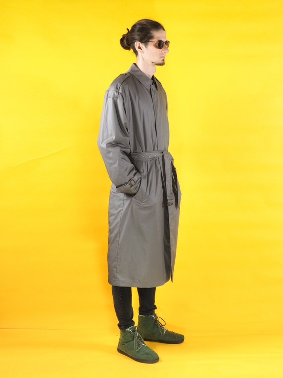Vintage NEW CLASSIC MAN gray men trench coat/ Win… - image 6