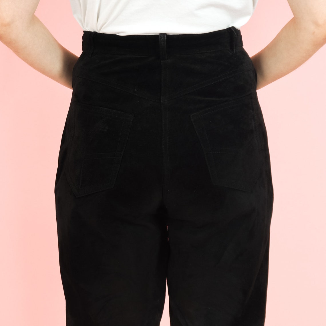 Vintage Black Suede Pants/ Women genuine leather pants/ | Etsy