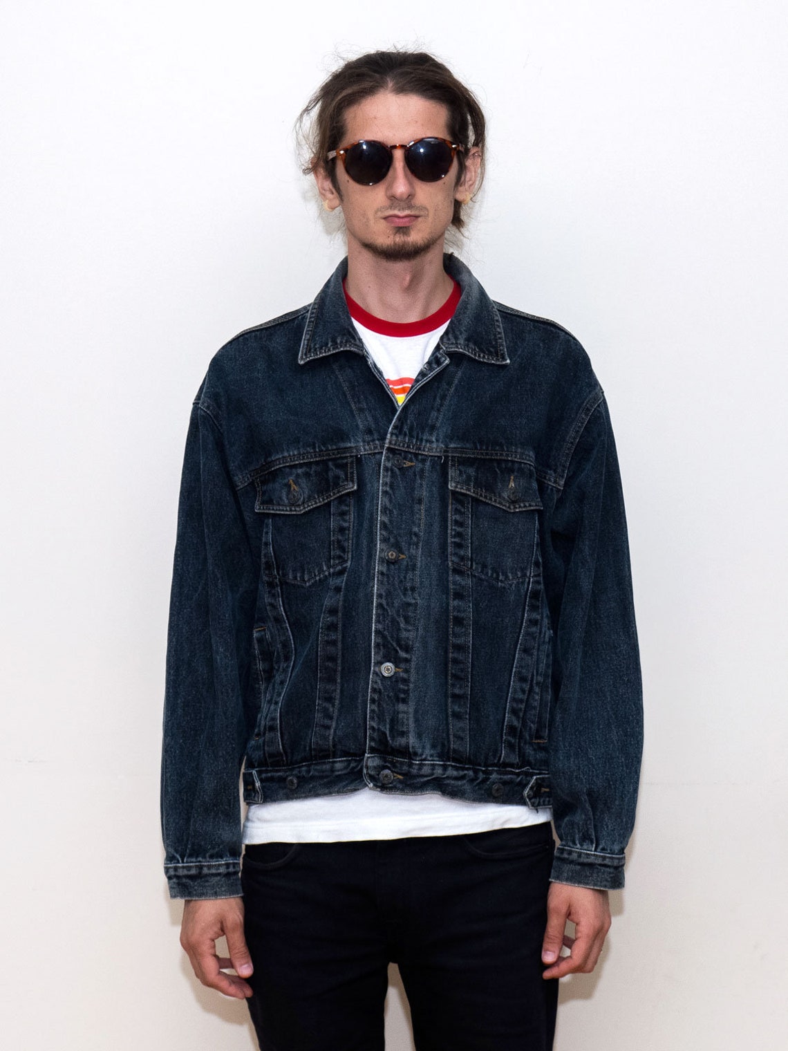 Vintage Dark Gray Denim Trucker Jacket/ FADE OUT Jacket/ Etsy