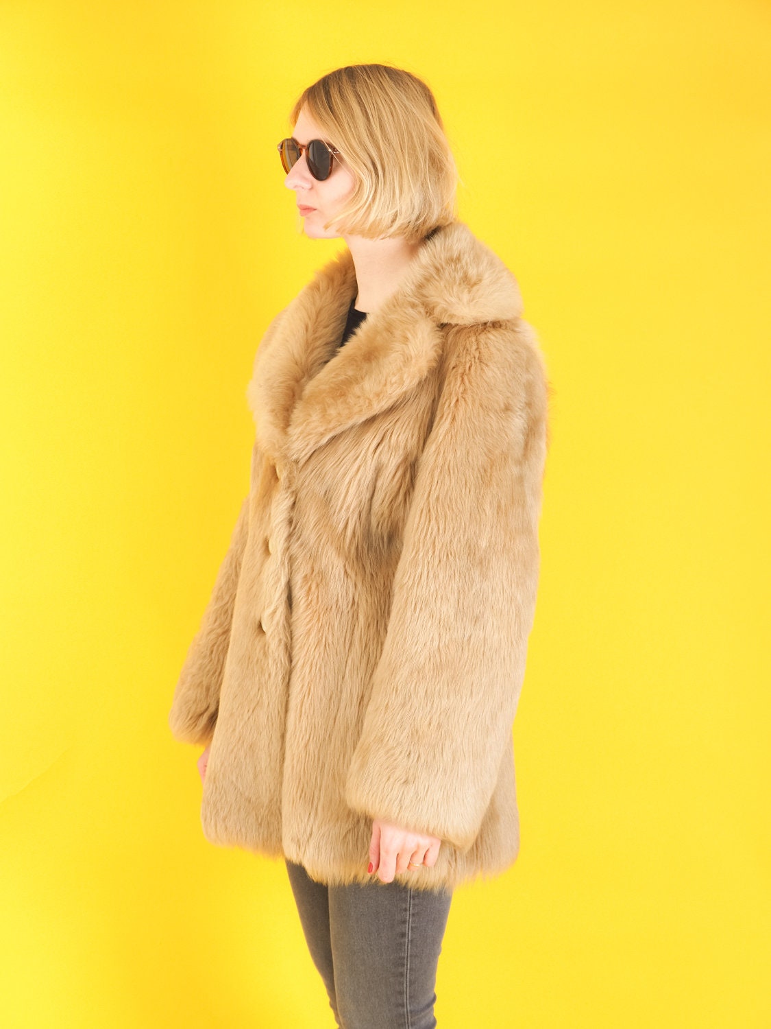 Vintage Light Brown Genuine Fur Coat/ Camel Brown Real Fur Etsy