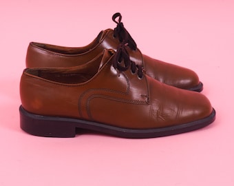 Vintage men brown leather oxford shoes/ Berlin leather dress shoes/ Classic shoes/ Formal shoes/ Size EU 43/UK M 8,5/ US M 9