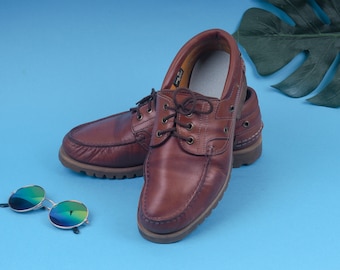 Vintage Van Bommel hommes chaussures bateau en cuir marron/ mocassins mocassins à quai/ chaussures décontractées classiques/ taille EU 44/UK M 10/ US M 10,5
