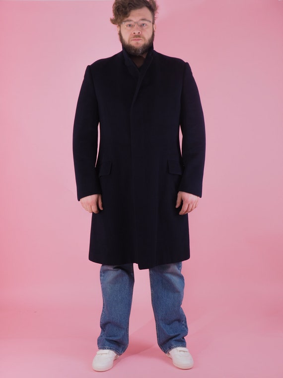 Vintage Cashmere Wool Blend Men Coat/ Black Formal Coat/ European 