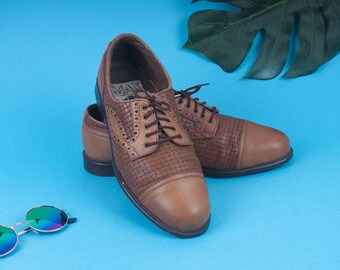 Scarpe Oxford in pelle intrecciata marrone da uomo vintage / MAX Lace Up Scarpe casual / Scarpe classiche / Formale / Taglia EU 42/UK M 8/ UsS M 8,5