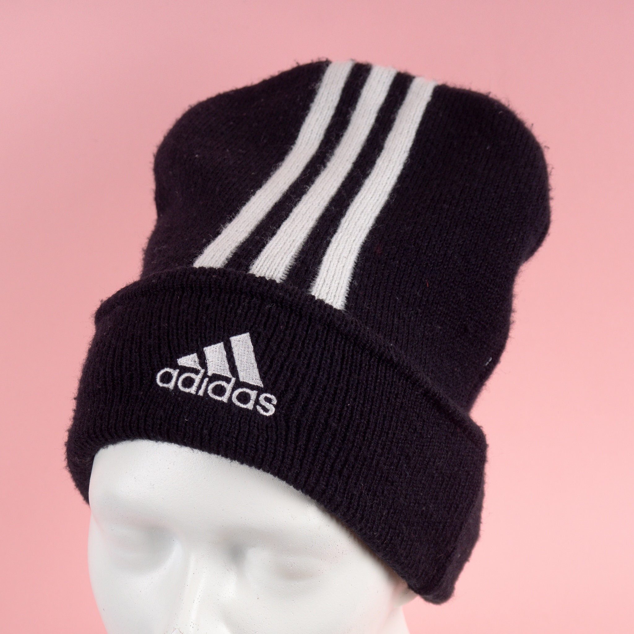 Vintage Adidas Knit Beanie Hat Cap/ Embroidered Logo/ Black - Etsy