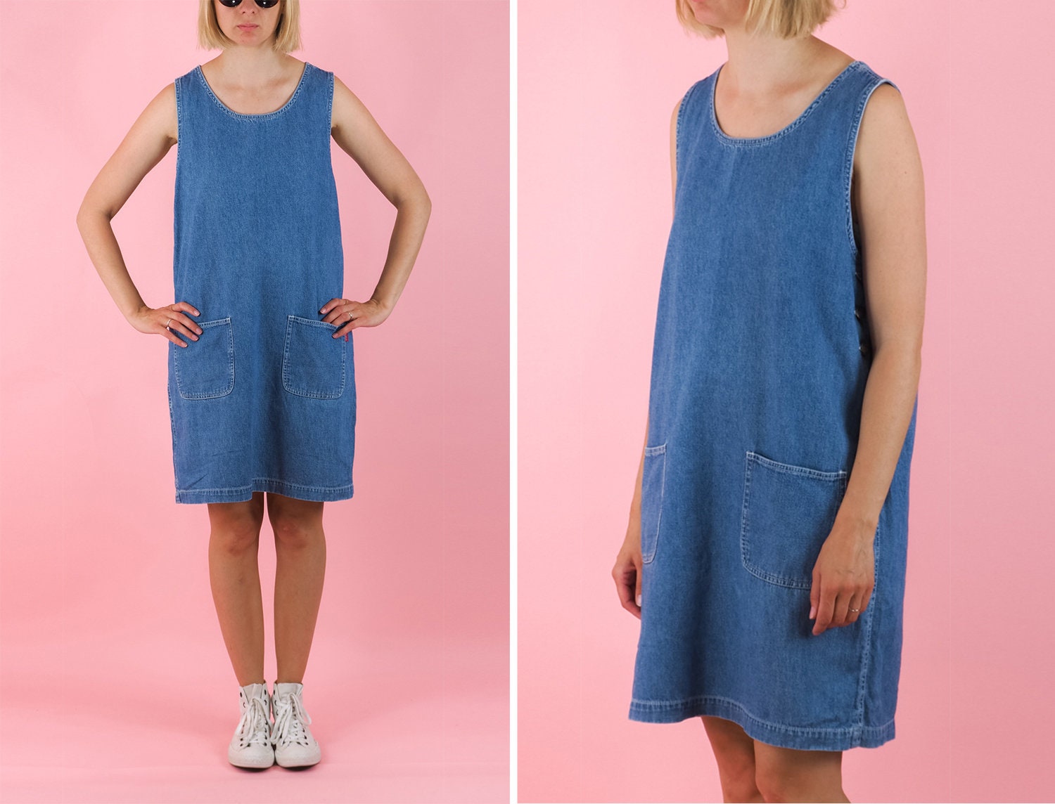 Vintage Denim Dress/ Short Jeans Dress 