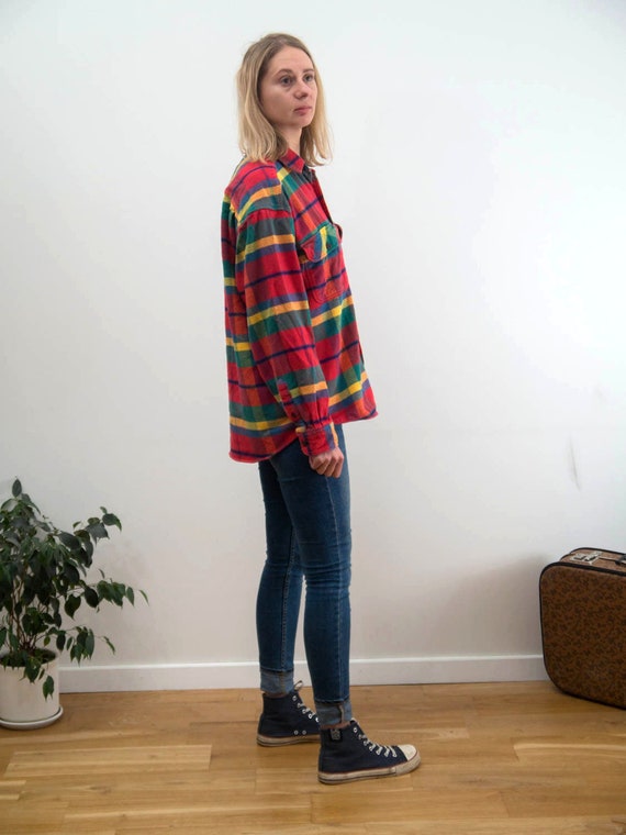 Vintage Flannel shirt/ Red plaid shirt/ Oversized… - image 3