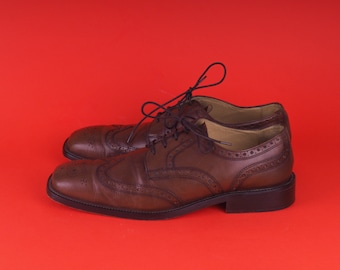Vintage Ralph Stone Uomo Scarpe Brogue in pelle marrone / Scarpe Oxford con lacci Classico Formale / Taglia EU 46/UK M 11,5/ US M 12