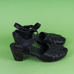 Sandalias de madera vintage Emma Natural Comfort de estilo sueco / Zuecos de plataforma de madera / Sandalias de pezuña Suecia / Talla UE 41 / Reino Unido W 7 / US W 9,5