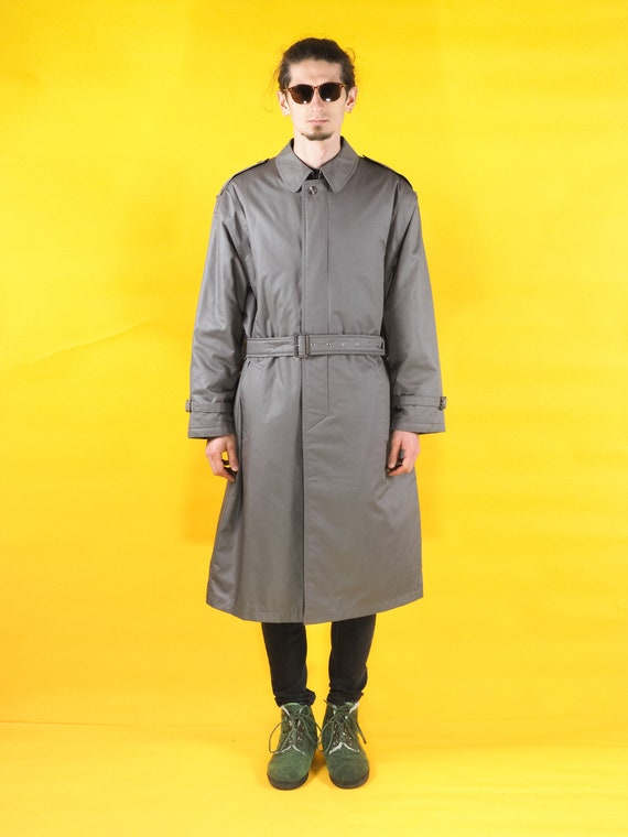Vintage NEW CLASSIC MAN gray men trench coat/ Win… - image 2