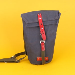 Vintage Military Bag/ Grey red shoulder bag/ Soldier pouch/ Army canvas messenger bag