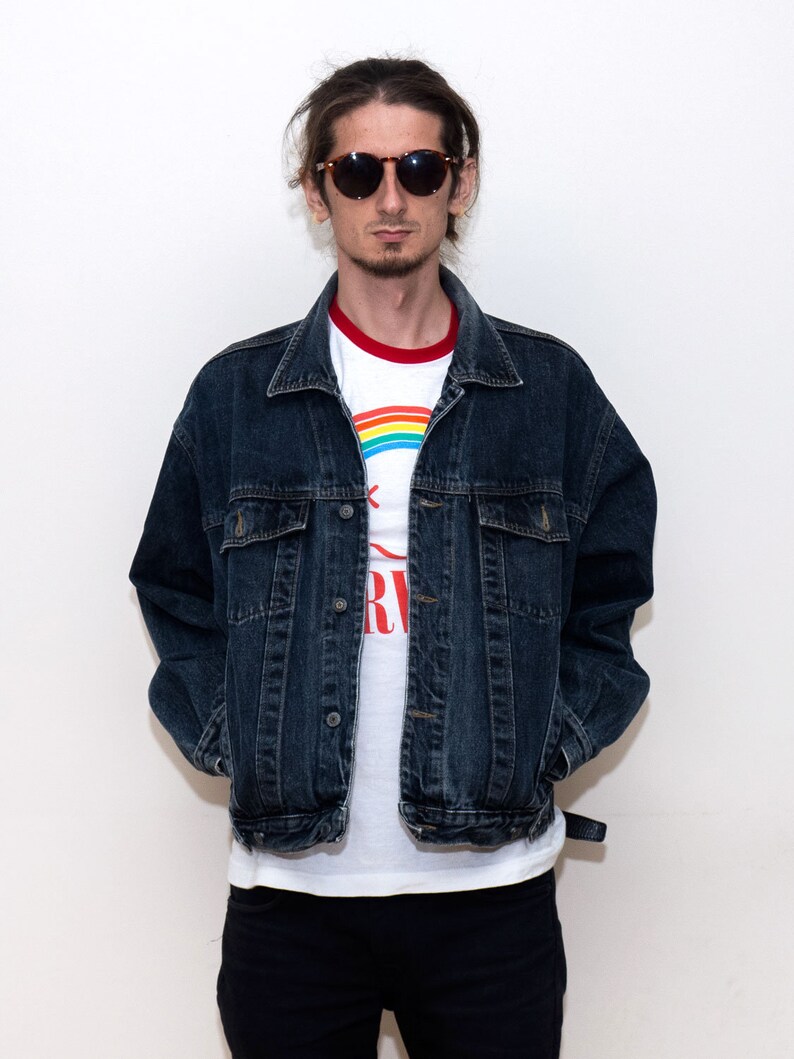 Vintage Dark Gray Denim Trucker Jacket/ FADE OUT Jacket/ Etsy