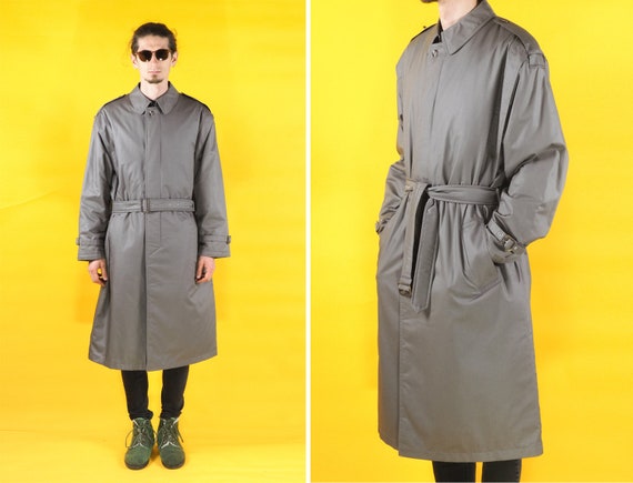 Vintage NEW CLASSIC MAN gray men trench coat/ Win… - image 1
