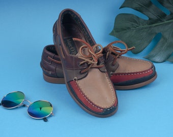 Vintage Marco Polo zapatos de barco de cuero para mujer / mocasines Docksides zapatos mocasines / zapatos casuales clásicos / tamaño EU 38/UK W 5/ US W 7,5