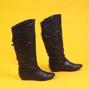 Vintage Frauen schwarz Knie hohe Stiefel / Lederstiefel / Xit von Dinsko / Lederschuhe / Cowboy Stiefel / klassische Stiefel / Größe EU 37/UK W 4 / US W 6,5