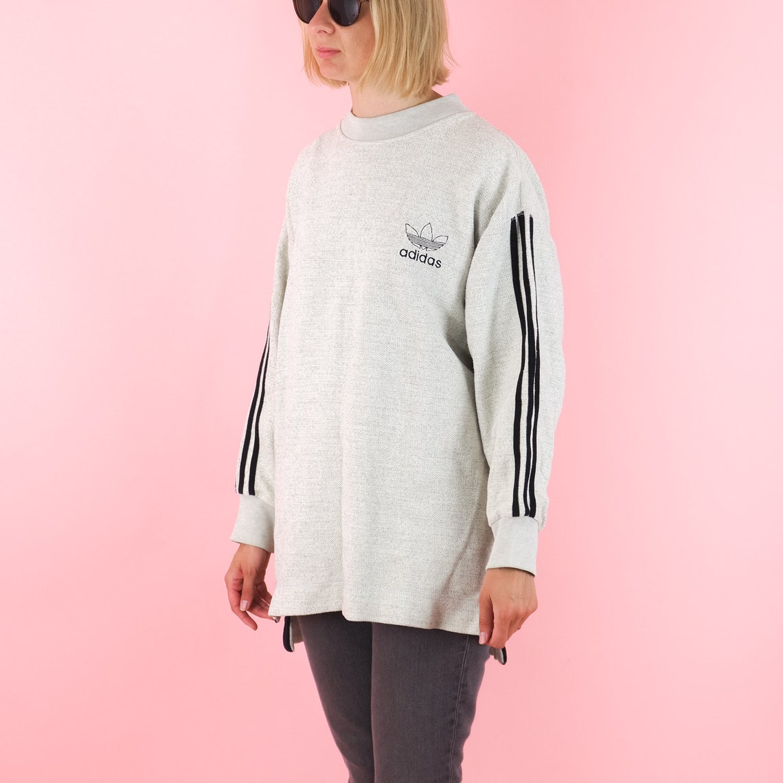 Pull Adidas vintage/ Sweatshirt ext?�rieur / Pull gris clair/ - Etsy France