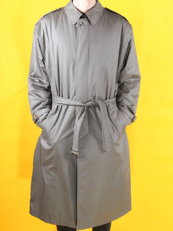 Vintage NEW CLASSIC MAN gray men trench coat/ Win… - image 8