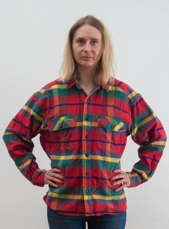 Vintage Flannel shirt/ Red plaid shirt/ Oversized… - image 5