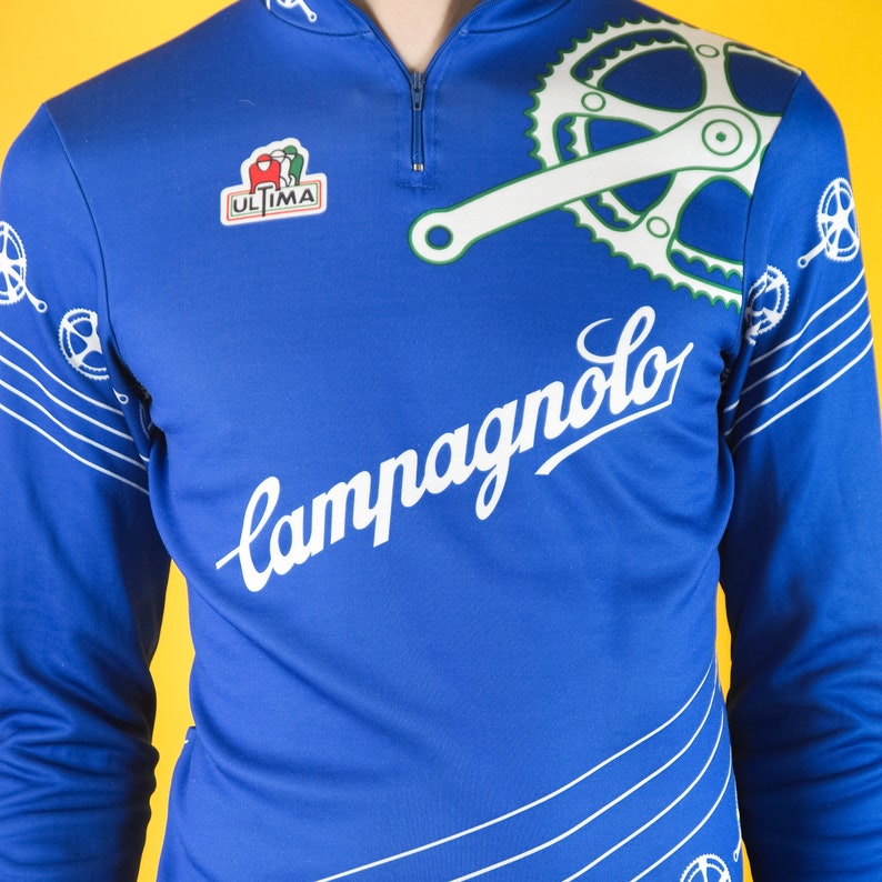 Vintage Campagnolo cycling jersey/ Ultima blue white shirt/ Etsy