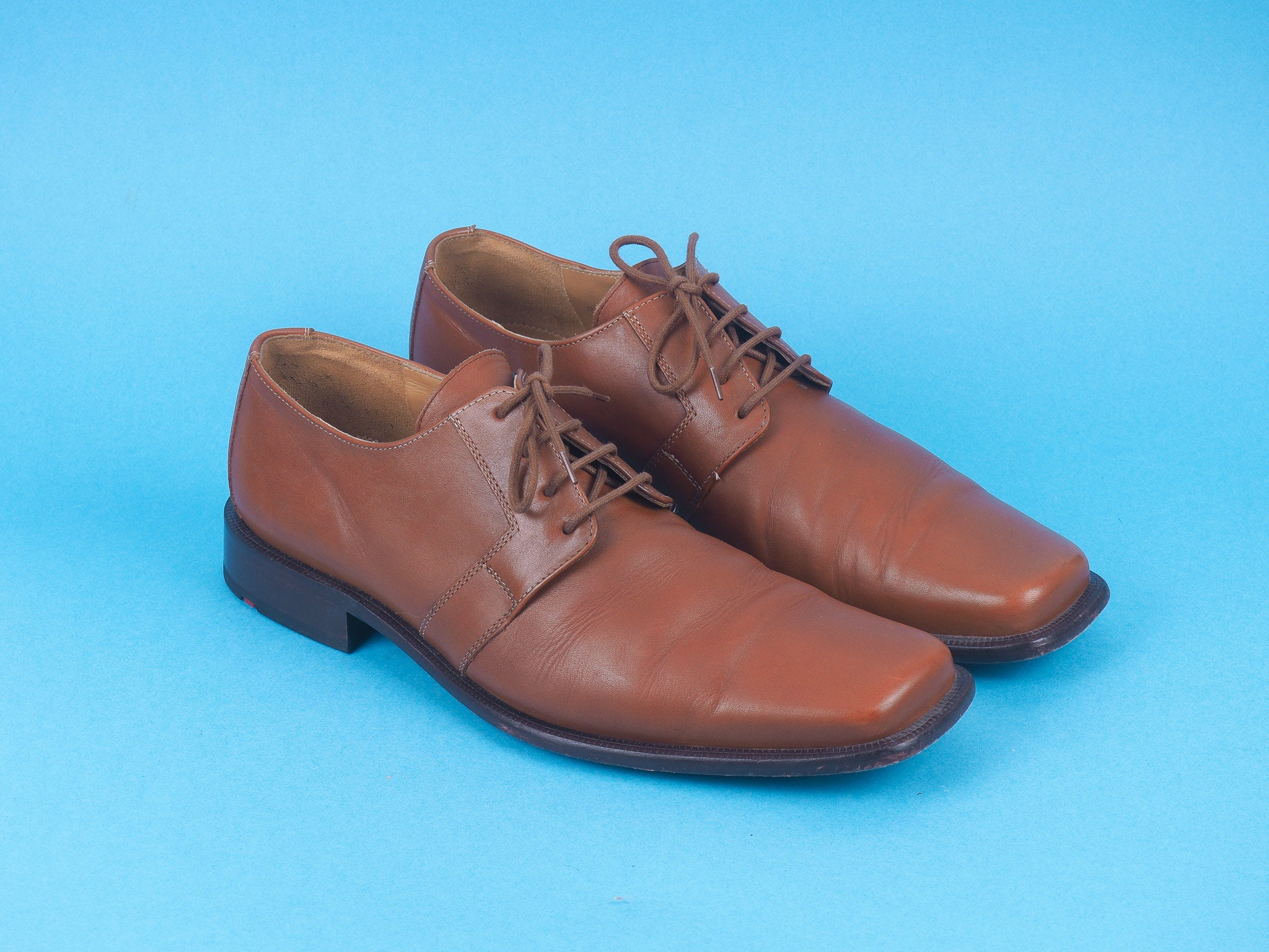 LLOYD Leather Shoes Brown Square Toe Vintage Derby German Old Money Luxury 10.5 Vintage Lloyd Men Brown Leather Oxford Shoes/ Genuine  main image 3