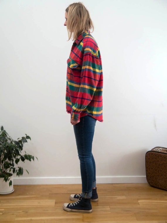 Vintage Flannel shirt/ Red plaid shirt/ Oversized… - image 4