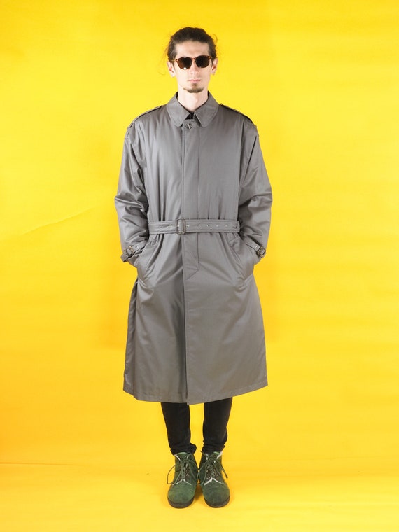 Vintage NEW CLASSIC MAN gray men trench coat/ Win… - image 5