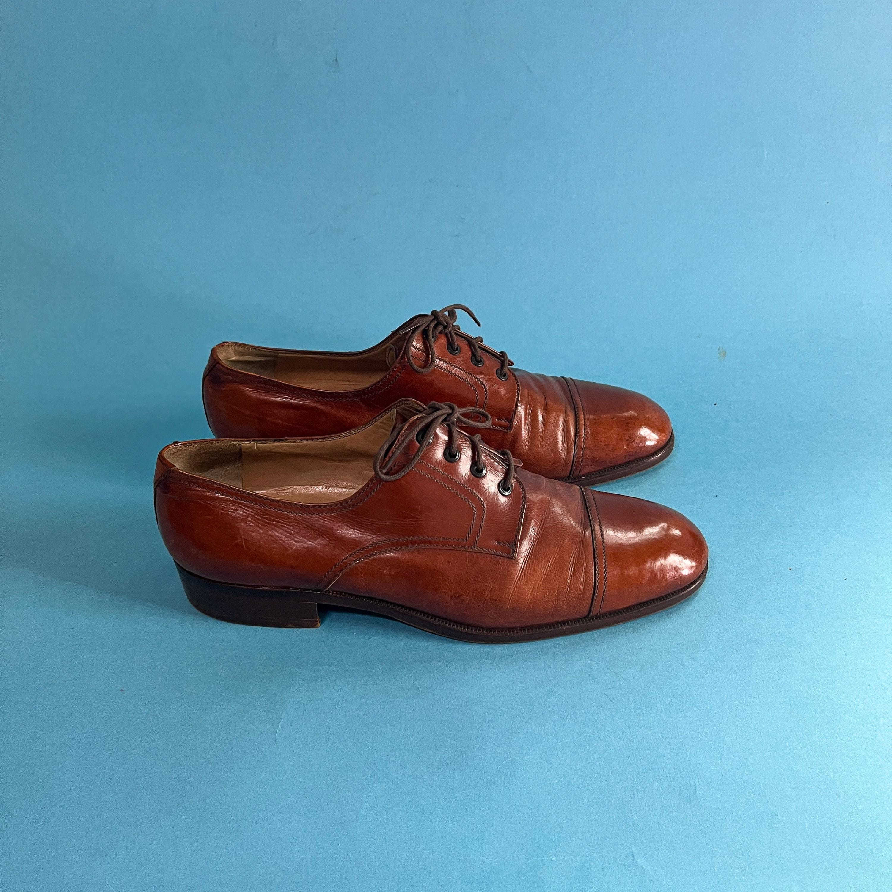 Vintage Men Brown Leather Oxford Shoes/ Alexander Leather  display picture 3