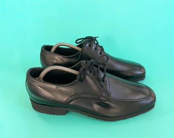 Zapatos Broder vintage de cuero negro / Zapatos formales suecos con cordones para hombre / Zapatos de oficina clásicos sin estrenar / Talla 8.5 (Reino Unido) / 43 (Europa) / 9.5 (EE. UU.)