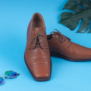 Vintage Lloyd mannen bruin lederen Oxford schoenen/echt lederen jurk Derby/klassieke formele schoenen/maat EU 44,5/UK M 10,5/US M 11