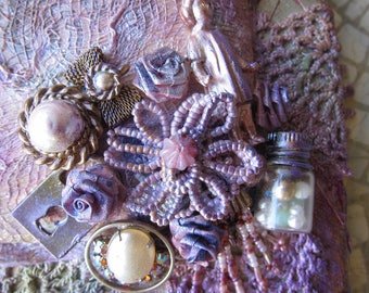 Mixed Media Assemblage 3D Victorian PurpleArt