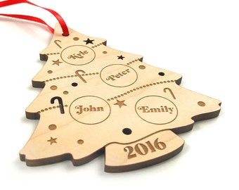 Christmas Tree Ornament Wooden Ornament Handmade Christmas Gift Custom Name & Date Christmas Tree Decoration First Christmas Wood Decor