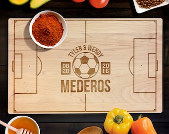 Personalized Soccer theme Laser engraved Cutting Board customized for Wedding Gift Anniversary Gift CB0014