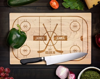 Personalized Cutting Board Wedding Gift Hockey Fan Rink Hockey Theme Gifts for Couple Anniversary Gift Cutting Board Handmade Hockey Gifts