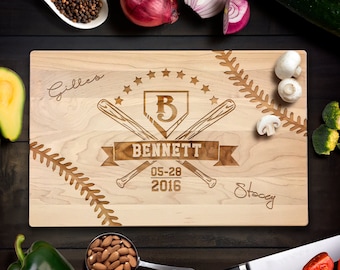 Personalized Baseball theme Custom signed Laser engraved Cutting Board Wedding or Anniversary Gift CB0012