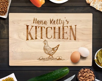 Cutting Board Personalized Nana's Kitchen Nana's House Chicken and Egg Farmhouse Country Kitchen Gifts for Grandma Mother's day Gift