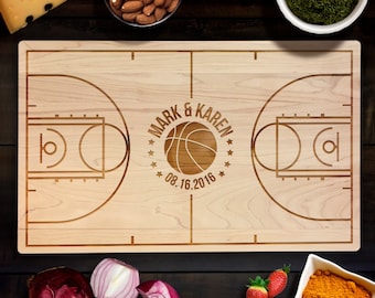 Cutting Board Personalized Basketball Court Basketball Theme Wedding Gifts for couple Laser Engraved Chopping Block Maple Basketball Gifts