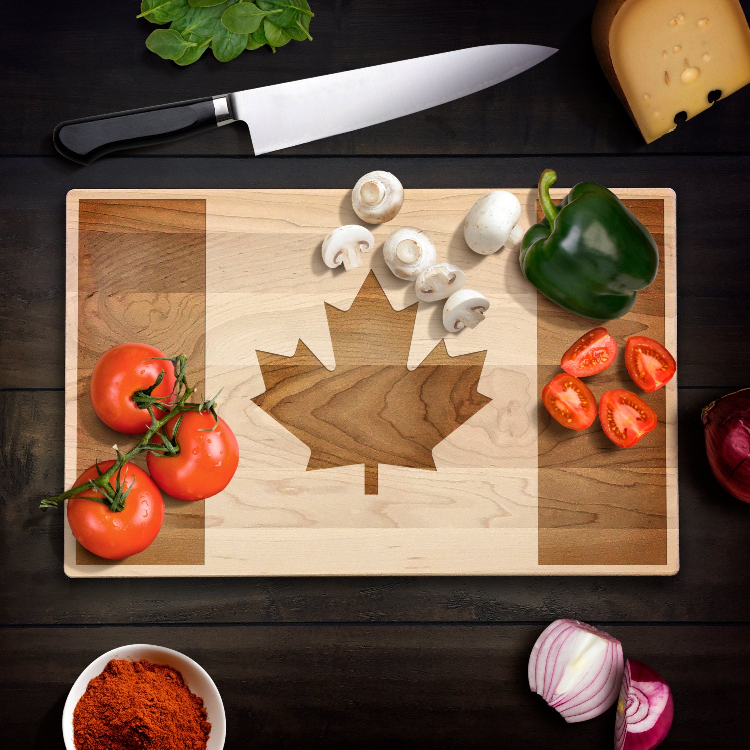 Rustic Home Decor Canadian Flag Cutting Board Maple Leaf