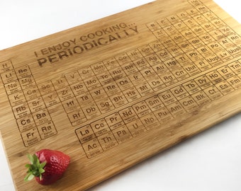 Geek Periodic Table Cutting Board I Enjoy Cooking Periodically Science Gift Laser Engraved Bamboo Chopping Block Wedding Anniversary Gift