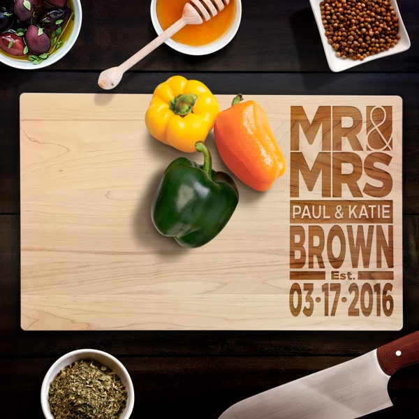 Personalized Cutting Board Wedding Gift Wedding date Maple Cutting Board Anniversary Gift CB0006
