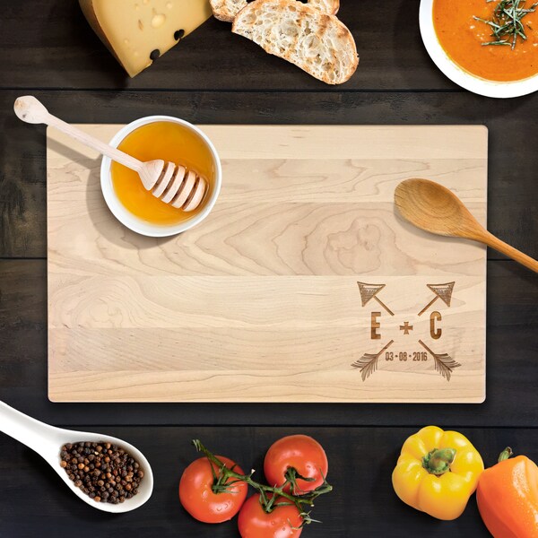 Rustic Wedding Gift Custom Cutting Board Personalized Arrow Wood Chopping Block Rustic Home Decor Wooden Chopping Block Housewarming Gift