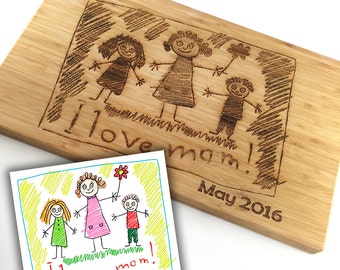 Cutting Board Personalized Mothers Day Gift Handmade Art Work Laser Engraved wood Custom Drawing Happy Mothers Day Grandparent Gift Mom Gift