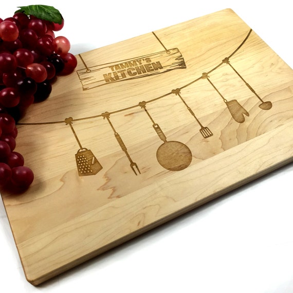▷ Tabla de corte para cocinas de madera grabadas a láser