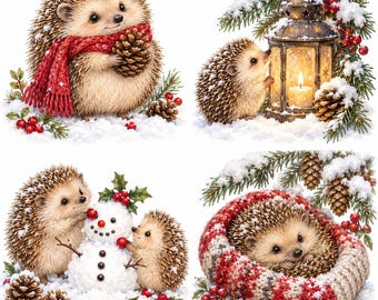 Winter Woodland Animals Clipart: 42 Watercolor JPGs
