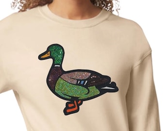 Duck Sweatshirt Duck Hunting Gift for Her Sequin Duck Crewneck Valentine’s Day Gift for Her Duck Hunting Apparel Outdoor Apparel Duck Lover
