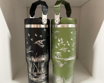 Duck Tumbler Gift for Him Flip Top Tumbler for Duck Hunter Boyfriend Birthday Coffee Tumbler Gift for Dad 30ou Tumbler Engraved