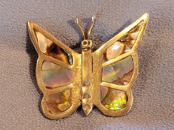 Sterling Silver and Iridescent Abalone Butterfly … - image 2